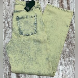 𝅺wild Fable High Rise 90’s Straight Leg Lime Green Acid Wash Jeans